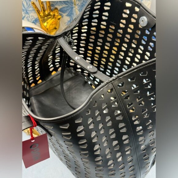🆕 HUGO 🧿 NWT CHRIS Laser Cut Shoulder Bag Set - Tote Bag & Pouch - Black - Picture 8 of 16